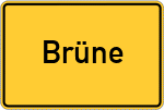 Place name sign Brüne, Kreis Grafschaft Hoya