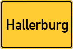 Place name sign Hallerburg