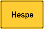 Place name sign Hespe