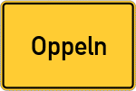 Place name sign Oppeln, Kreis Land Hadeln