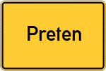 Place name sign Preten