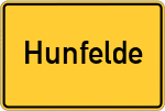 Place name sign Hunfelde, Ems