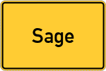 Place name sign Sage, Kreis Oldenburg, Oldenburg