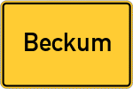 Place name sign Beckum, Kreis Wesermarsch