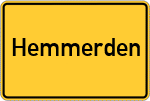 Place name sign Hemmerden, Niederrhein