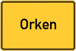 Place name sign Orken