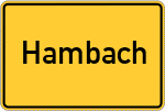 Place name sign Hambach, Kreis Jülich