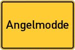 Place name sign Angelmodde, Westfalen