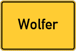 Place name sign Wolfer, Westfalen