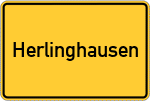 Place name sign Herlinghausen, Kreis Warburg, Westfalen