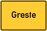 Place name sign Greste