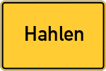 Place name sign Hahlen, Kreis Minden, Westfalen