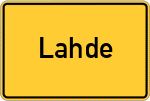 Place name sign Lahde, Weser