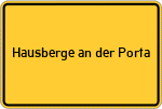 Place name sign Hausberge an der Porta