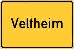 Place name sign Veltheim, Kreis Minden, Westfalen