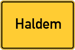 Place name sign Haldem, Kreis Lübbecke, Westfalen