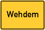 Place name sign Wehdem, Kreis Lübbecke, Westfalen