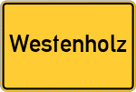Place name sign Westenholz, Kreis Paderborn