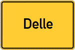 Place name sign Delle