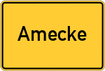 Place name sign Amecke, Sorpesee