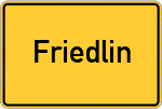 Place name sign Friedlin