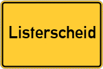 Place name sign Listerscheid, Sauerland