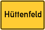 Place name sign Hüttenfeld