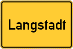 Place name sign Langstadt, Kreis Dieburg