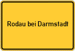 Place name sign Rodau bei Darmstadt