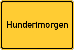 Place name sign Hundertmorgen, Odenwald
