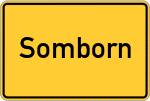 Place name sign Somborn, Kreis Gelnhausen