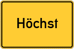 Place name sign Höchst, Kreis Gelnhausen