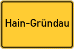 Place name sign Hain-Gründau