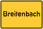 Place name sign Breitenbach, Kreis Schlüchtern