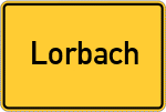 Place name sign Lorbach, Kreis Büdingen, Hessen
