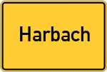 Place name sign Harbach, Kreis Gießen