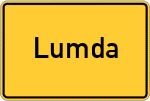 Place name sign Lumda