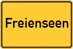 Place name sign Freienseen, Hessen