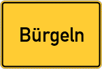Place name sign Bürgeln, Kreis Marburg an der Lahn