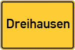 Place name sign Dreihausen, Kreis Marburg an der Lahn