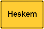 Place name sign Heskem