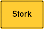 Place name sign Stork