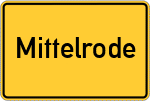 Place name sign Mittelrode, Kreis Fulda