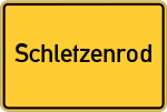 Place name sign Schletzenrod, Kreis Hünfeld