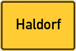 Place name sign Haldorf