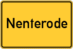Place name sign Nenterode, Hessen