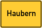 Place name sign Haubern