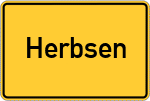 Place name sign Herbsen