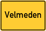 Place name sign Velmeden, Kreis Witzenhausen