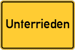 Place name sign Unterrieden, Kreis Witzenhausen